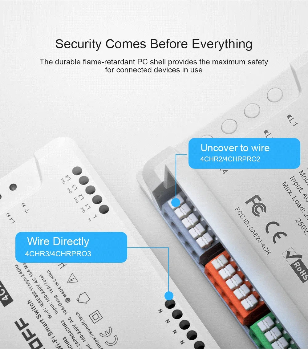 SONOFF WiFi 4CH PRO Smart Switch R3 4 Gang with RF Control 3 Working mode Smart Light Switch eWeLink APP Control Smart Module