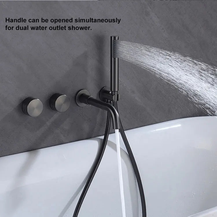 Brushed Gold Bathroom Faucet Wall-Mounted Bathtub Outlet Brass Hand-Held Shower Head Hot and Cold  Bathroom Mixer Tap