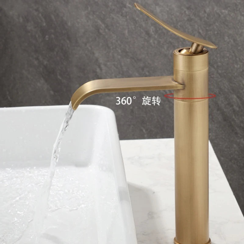 Bronze Basin Faucets Bathroom Faucet Hot & Cold Brass Bathroom Sink Faucet Deck Mounted Lavotory Faucet
