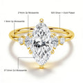 GRA Certified 2CT Marquise Cut Moissanite Ring Solid 14K Gold Filled Non Tarnish Diamond Wedding Rings for Women High Quality