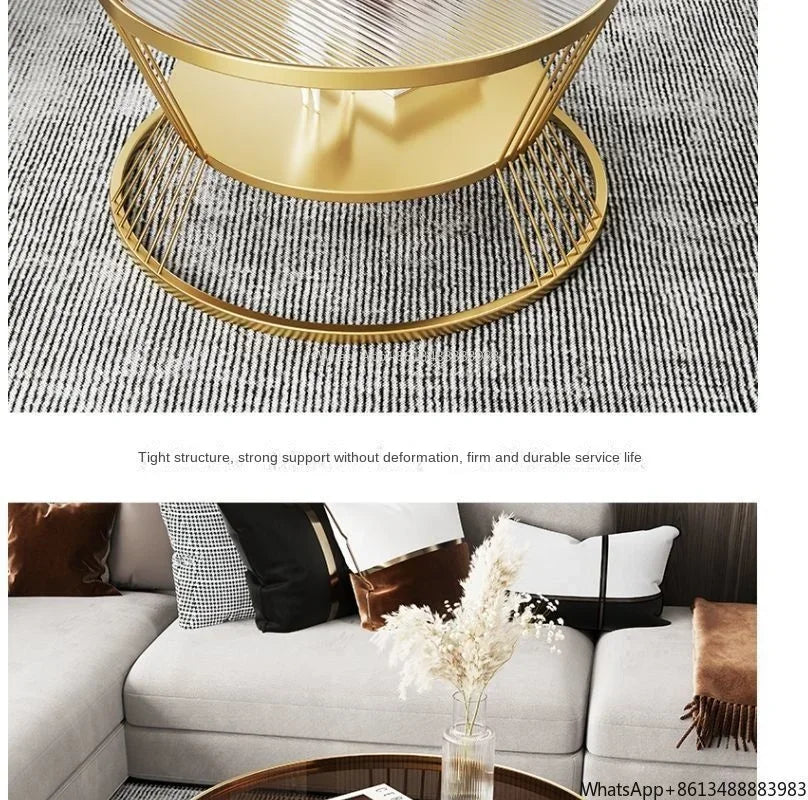 Small Apartment Living Room Round Household Minimalist Mini  Table Modern Light Luxury