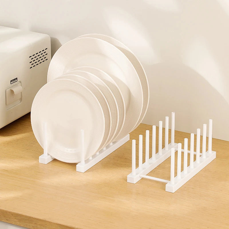 Plastic Dish Drainer Rack Kitchen Pot Lid Storage Rack Desktop Plates Display Shelf Detachable Stand Racks Kitchen Accessories