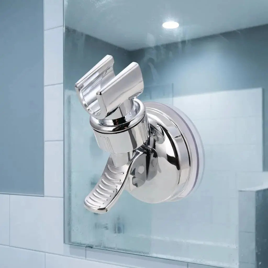 Adjustable Handheld Shower Head Holder with Strong Vacuum Suction Cup Wall Mount Rotating Base for Bathroom Organization