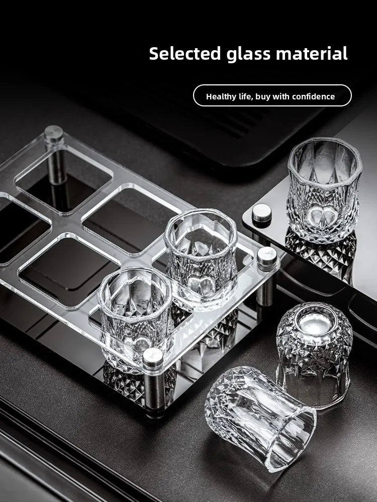 50mL Crystal Cut Glass Cup, Reusable, Suitable For Whiskey & Liquor, Glass Glassware, For Home Bar, KTV