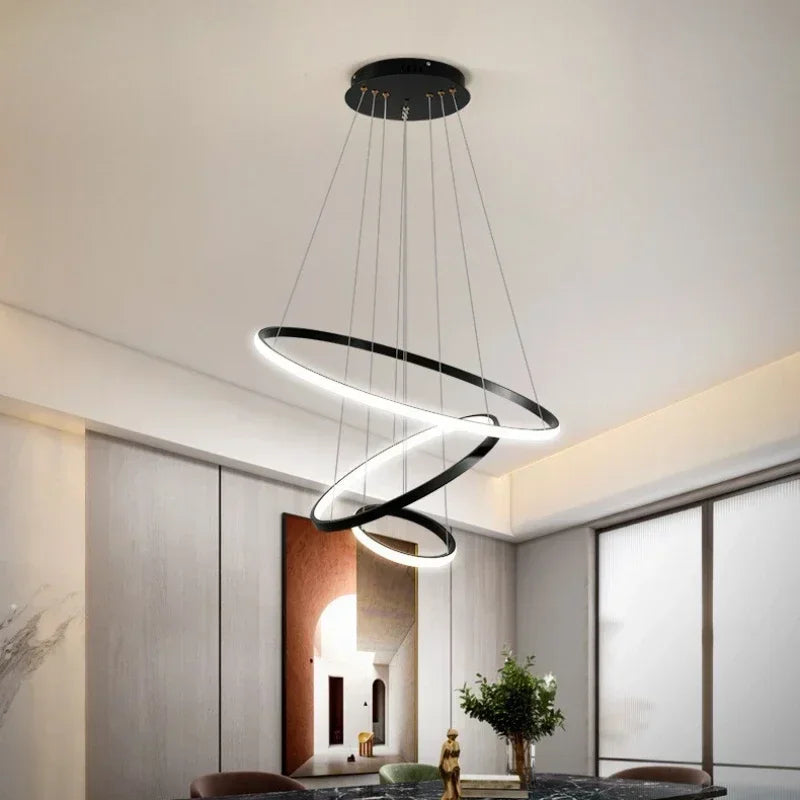 Modern Led Lights Dining Room Decor Chandeliers Simple Ring Living Bedroom Lights Home Indoor Lighting Decorative Pendant Lamps