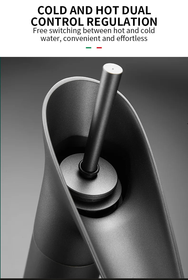 Bathroom Basin Faucet Sink Mixer Gun Grey Color Hot Cold Water Mixer Deak Mounted Waterfall Style Copper Sink Taps FR651