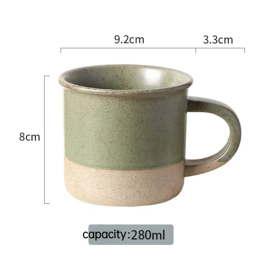 Vintage Coarse Pottery Coffee Cup Ceramic Mug Simple Sesame Glaze Pottery Clay Multifunctional Breakfast Oat Cup Kitchen Utensil