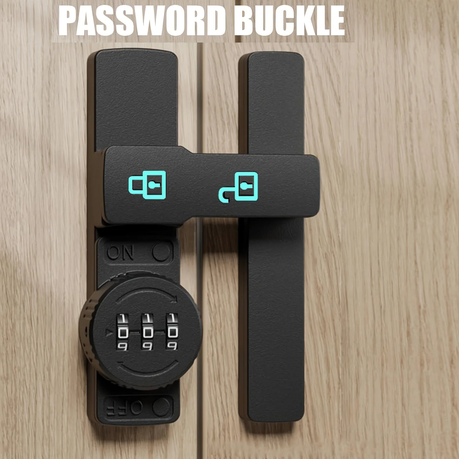 Password Door Lock and Deadbolt, 180 Degree Sliding French Barn Door Lock with 3 Digit Combination Lock, Keyless Cabinet