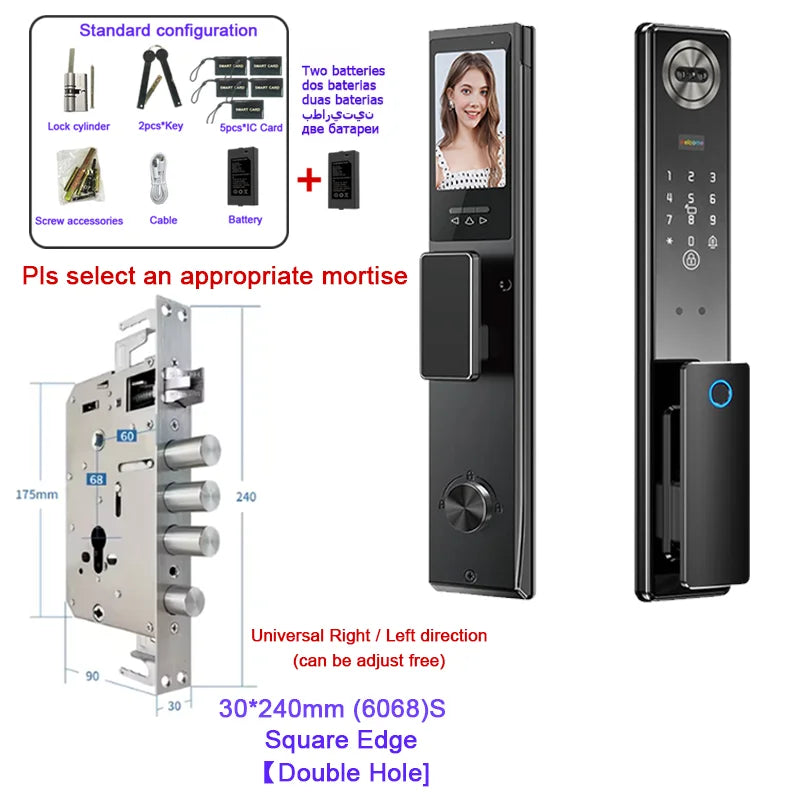 Wifi Tuya APP 3D Face Recognition Smart Door Lock With Camera Video Call Voice Intercom Digital Door Lock Automatic Door Lock