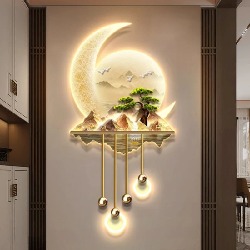 Modern Creative Entrance LED Mural Light For Corridor Living Room Dining Study Hanging Painting Lustre Home Decoration Wall Lamp