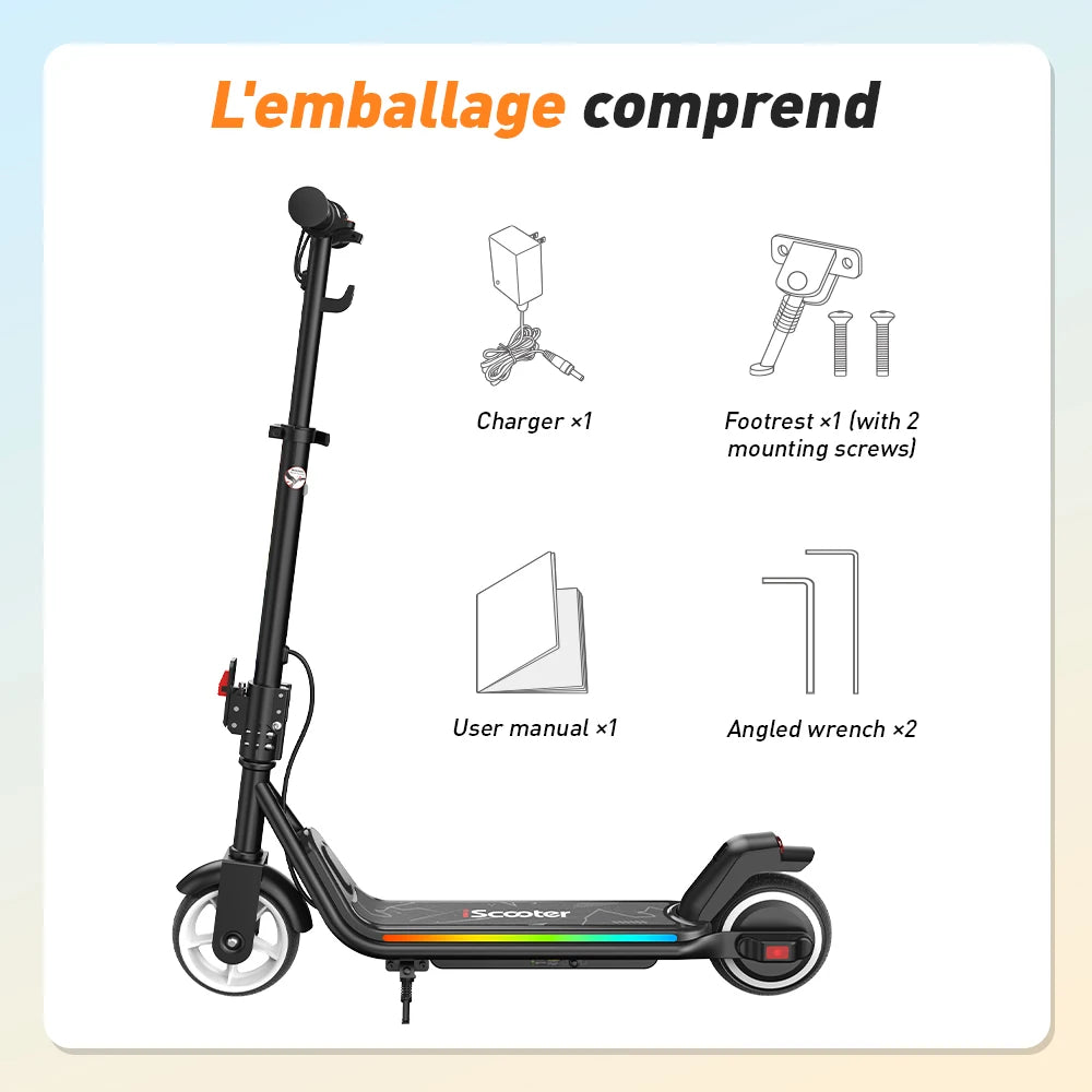 iScooter iK3Max Kids Electric Scooter 200W 4.5Ah Scooter 13KM Range Foldable Scooter Solid Tire Bluetooth Connection Kid Scooter