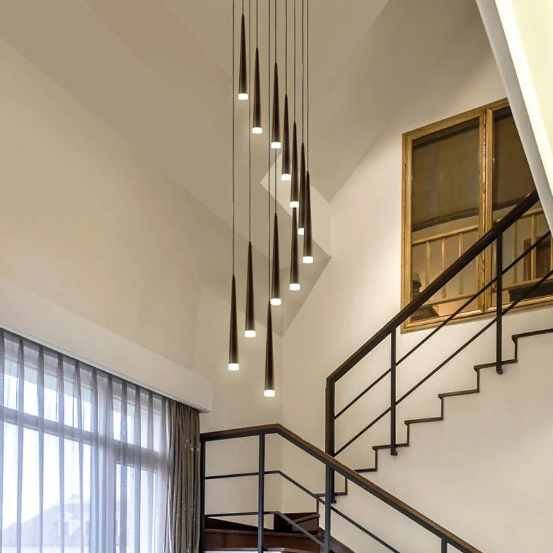 LED Stair Pendant Lights Modren Villa Indoor Lighting Hanglamp Shop Window Pendant Lamps 3/5/7/10/12/15 Heads Lamparas Luminaria