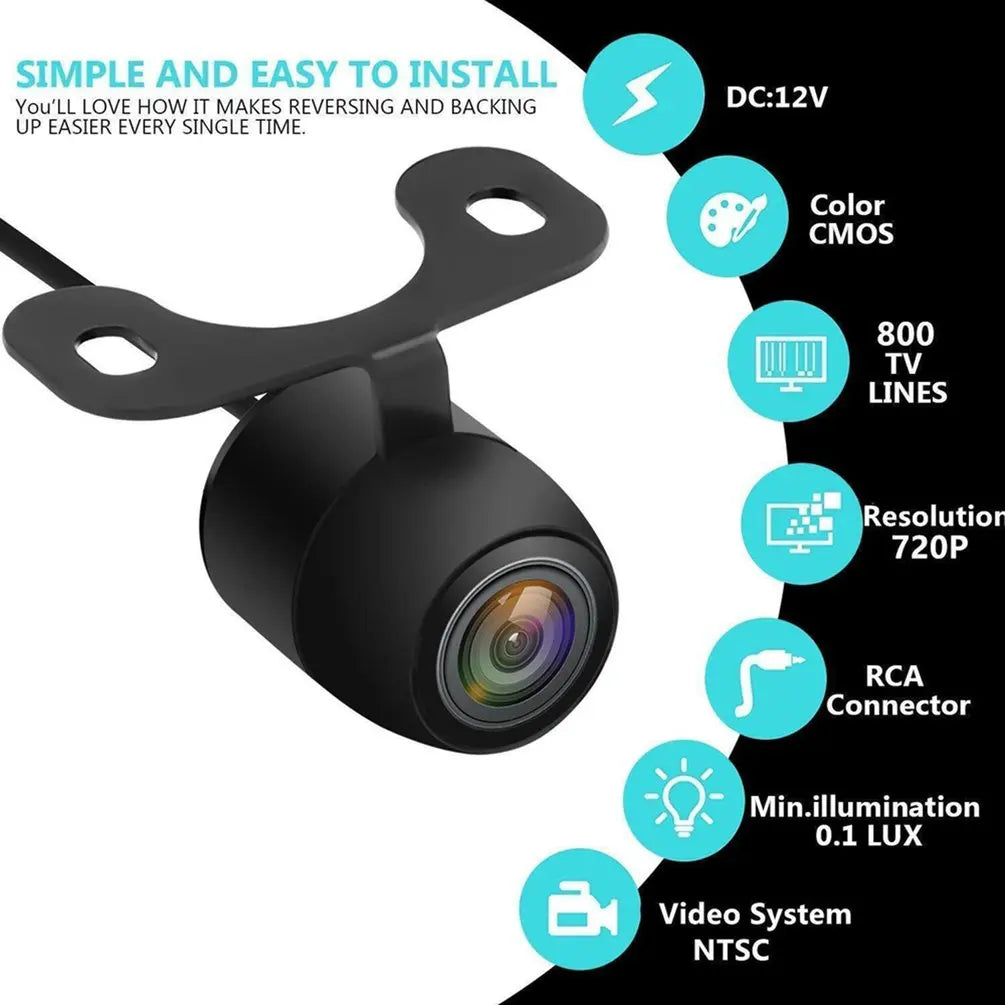 Car high-definition camera, large-angle waterproof CMOS car rear/front/side view reversing camera, rear pull-out camera
