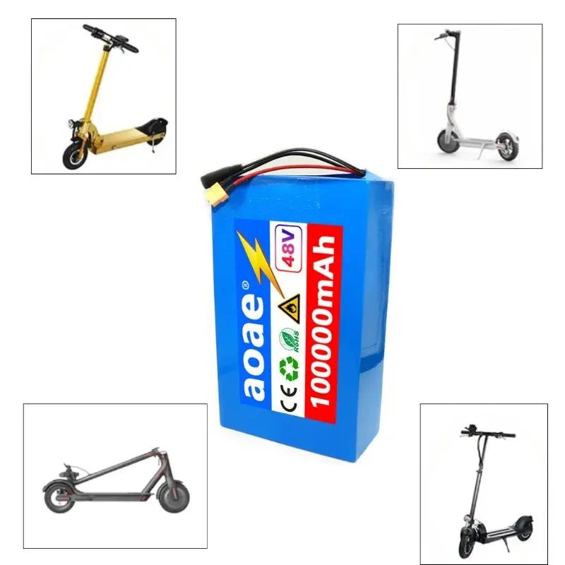 48V 13s8p Lithium-Ion Battery Pack 100000mAh 2000W Electric Battery for Electric Scooters Mountain Built-In 50A BMS Charger