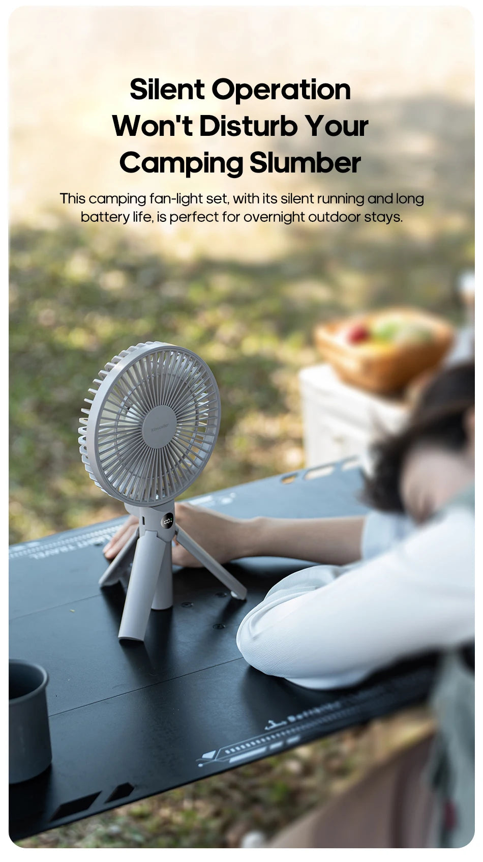 New Portable Folding Handheld Fan 3000mAh Desktop Rechargeable Fan Angle Adjustable for Home Outdoor Travel Camping