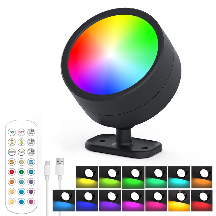 Modern Magnetic Wall Lights LED Wall Lamp 360° Rotation Wall Mounted Lights with Remote RGB Rechargeable Wall Sconce Room Decor