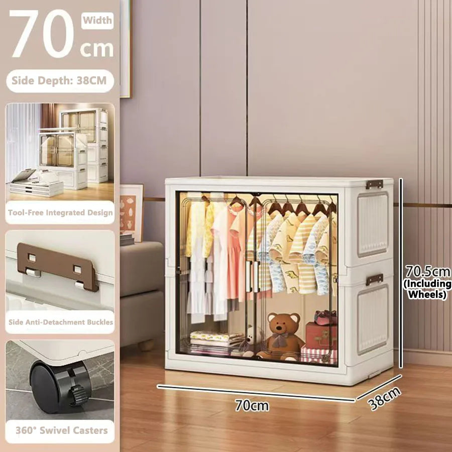 Folding Storage Cabinet Wall Mounted Foldable Locker Compact Organizer for Home Office Space Saving Design