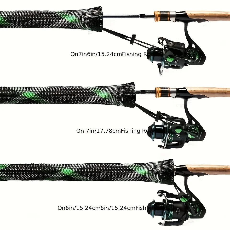 6PCS Fishing Rod Sleeves Your Fishing Rod And Enhance Your Casting Ability Woven Mesh Cover for Musky Ice Fly Spey Fishing Rods