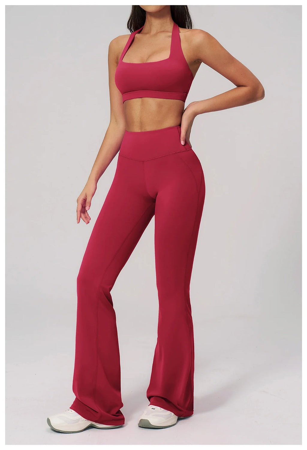 2PCS Flared Pants Yoga Set Women's Tracksuits Gym Fitness Outfits Sports Sets Female Shockproof Sports Bra Yoga Workout Clothes