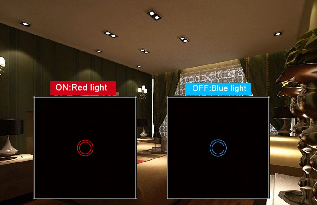 European AC100-240V Tempered Black White Crystal Glass Touch Switch Panel Wall Light Sensor Button 1/2/3 Gang 10A Interrupt