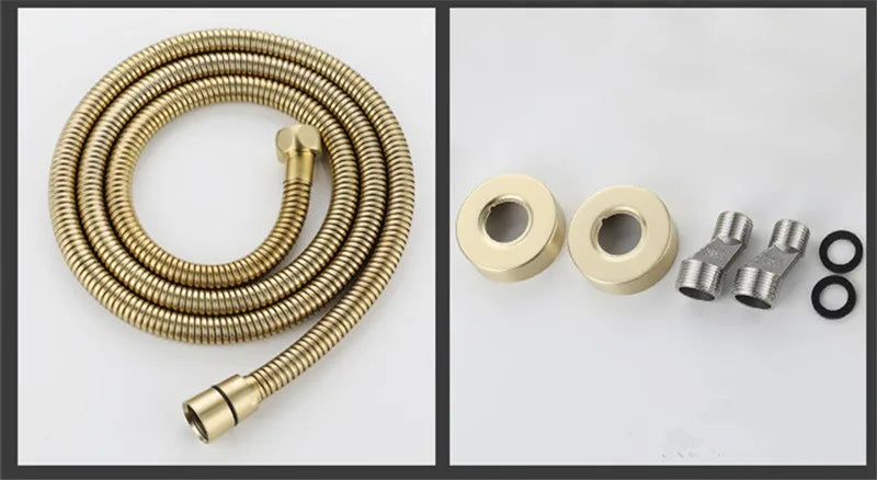 Brushed Gold Bathroom Shower Faucet Set Wall Mounted Shower Faucet, Bathroom Cold and Hot Bath and Shower Mixer Taps Brass