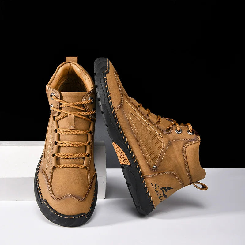 Handmade Men Boots Design Sneakers Man Outdoor Casual Leather Men Shoes Ankle Boots Fall Breathable Hot Sale 2025