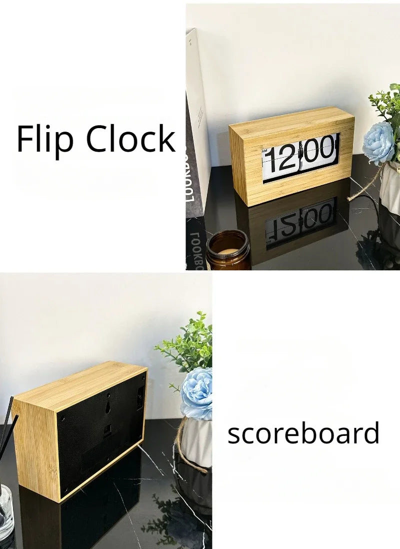 Table Clocks Aesthetic Mechanical Wooden Stylish Clocks Flip Page Digital Home Decor Table Bedside Clock Room Decorating Clock