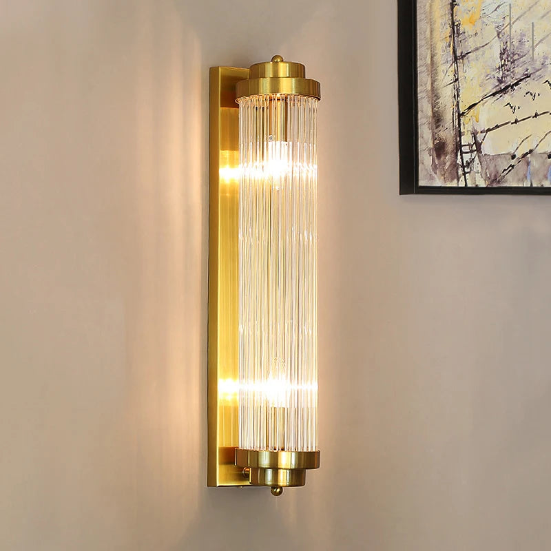 Luxury Led Wall Lamp For Living Room Brushed Gold Bedroom Scones Modern Creative Design Light Fixture Home Decor Glass Lighting