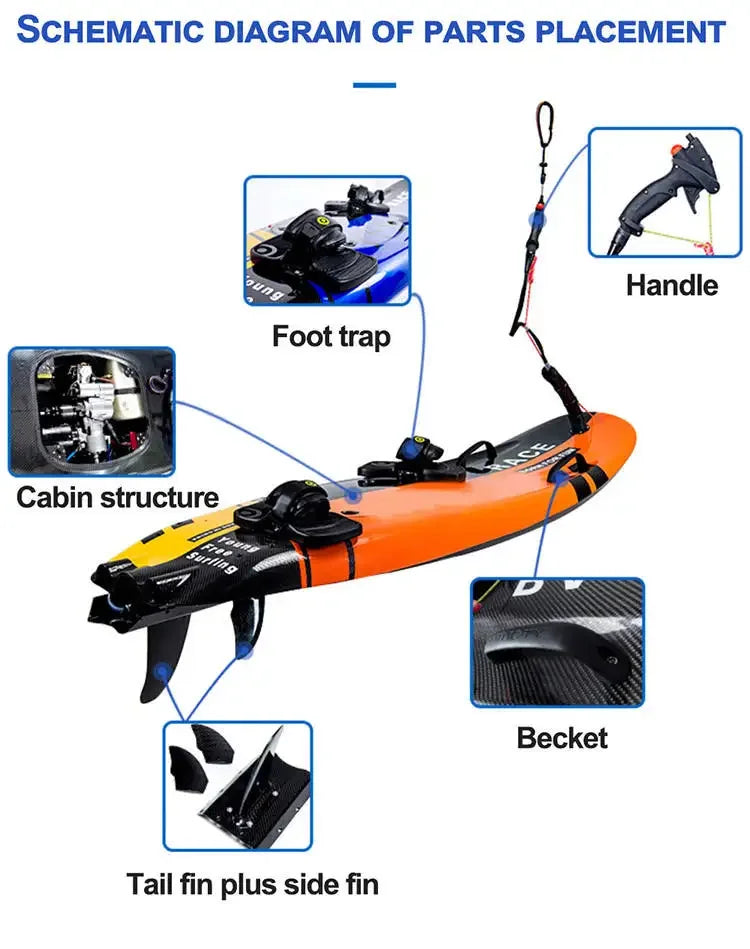 Water Surfing Board 55km/h 3.0L Gas Powered Surfboard 2stroke Water-cooled Engine Jet Surf Board