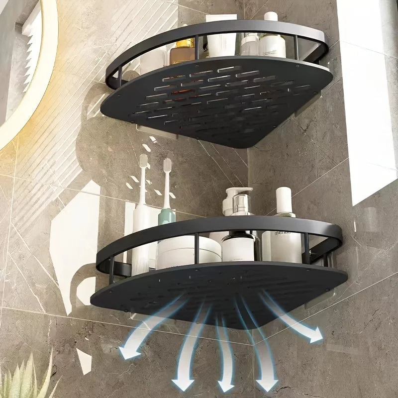 Metal Tension Mounted Shower Caddy, Wall Corner Shelf for Bathroom Storage,Organizer for Toiletries and Accessories