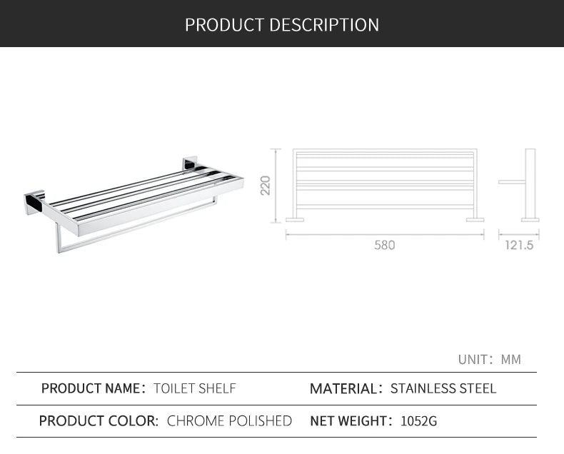 SANLUOIS High Quality SUS 304 Stainless Steel Bathroom Accessories Wall Monted Toilet Showerroom Towel Rack Bathroom Set