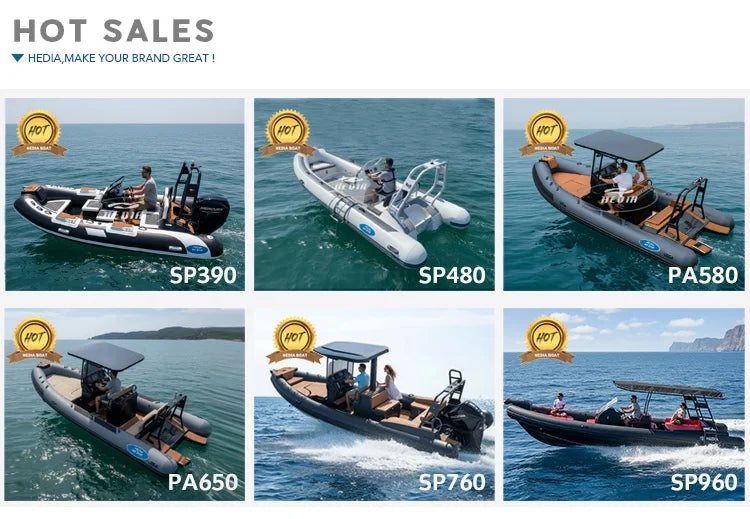 High-end 480 Aluminium Rib Inflatable Rigid Boat with Outboard Engine 1.2mm 8-Person for Fishing Lake Sports and Rowing