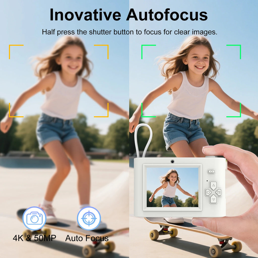 Kids HD Digital Camera 1080P  Compact Camera with 2.4 Inch Screen Built-in Battery Rechargeable Camera for School Gift