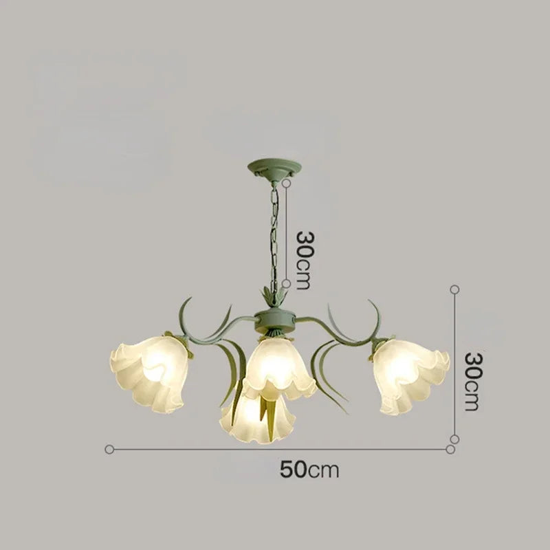 Modern Light Luxury Living Room Chandelier French Creative Lily of The Valley Acrylic Lamp Retro Dining Room Bedroom Lamps