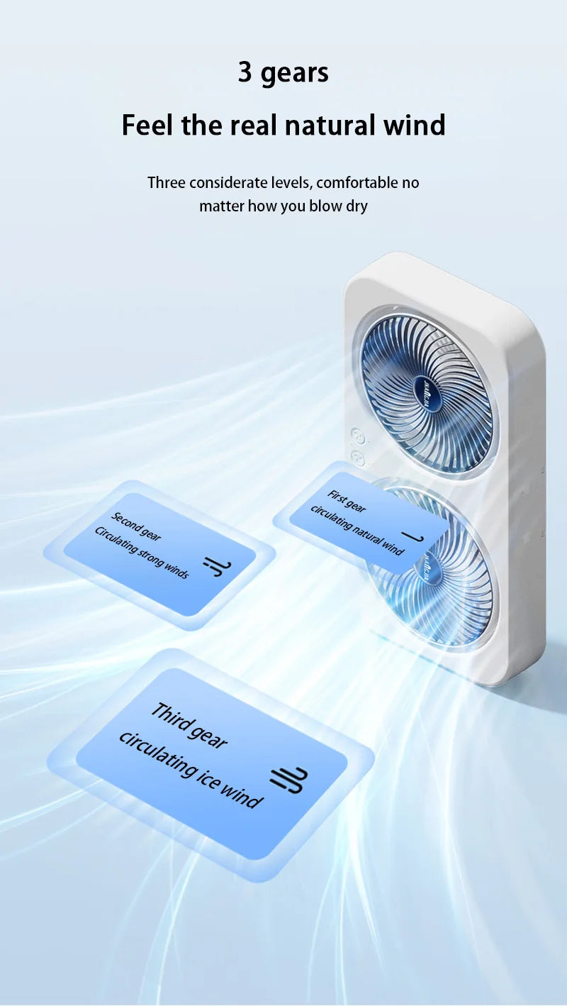 Double Head Fan Air Circulation Fan Dormitory Home Silent Charging Desktop Wall Mounted Super Strong Small Electric Fan
