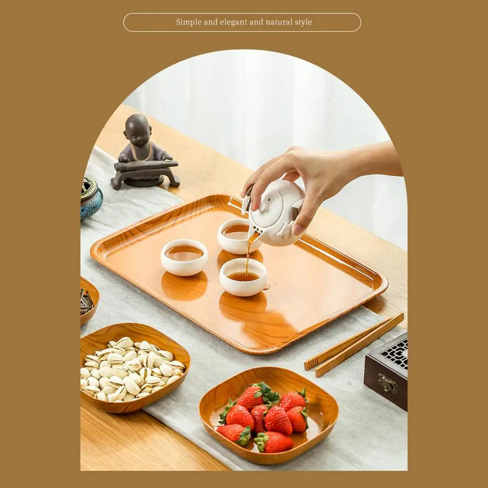 1/10/20Pcs Dish Kitchen Wood Grain Plastic Square Plate Dried Fruit Fruit Cake Snack Plates Snack Tableware Bowl Dish Dinnerware