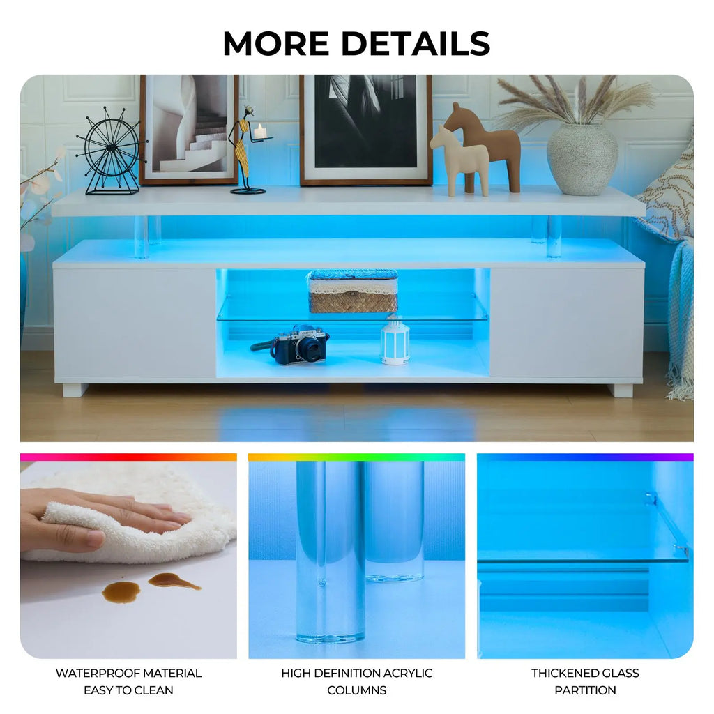 Cubehom TV Entertainment Center LED TV Stand, Gaming Center for 50 inch TV, Modern TV Stand with Storage, TV Console for Ga