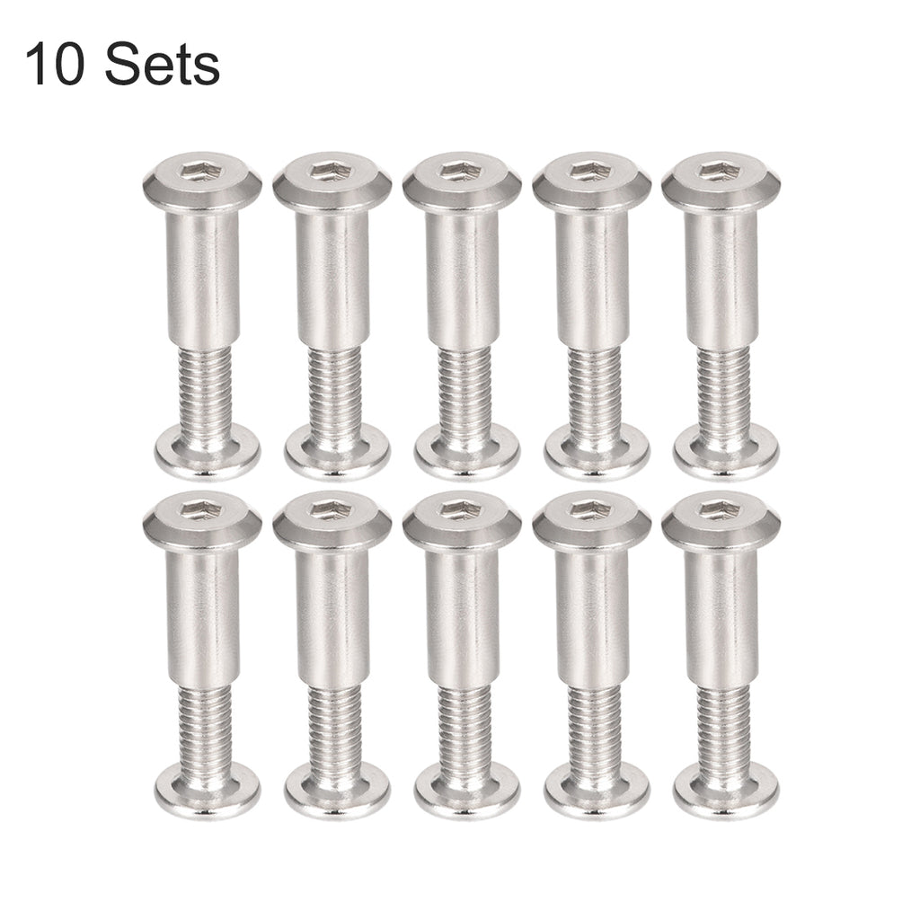 Uxcell 10 Sets M6 Screw Post Fit for 5/16"(8mm) Hole Dia 16mm-50mm Leather Fastener kitchen Furniture Cabinet Connectors Free