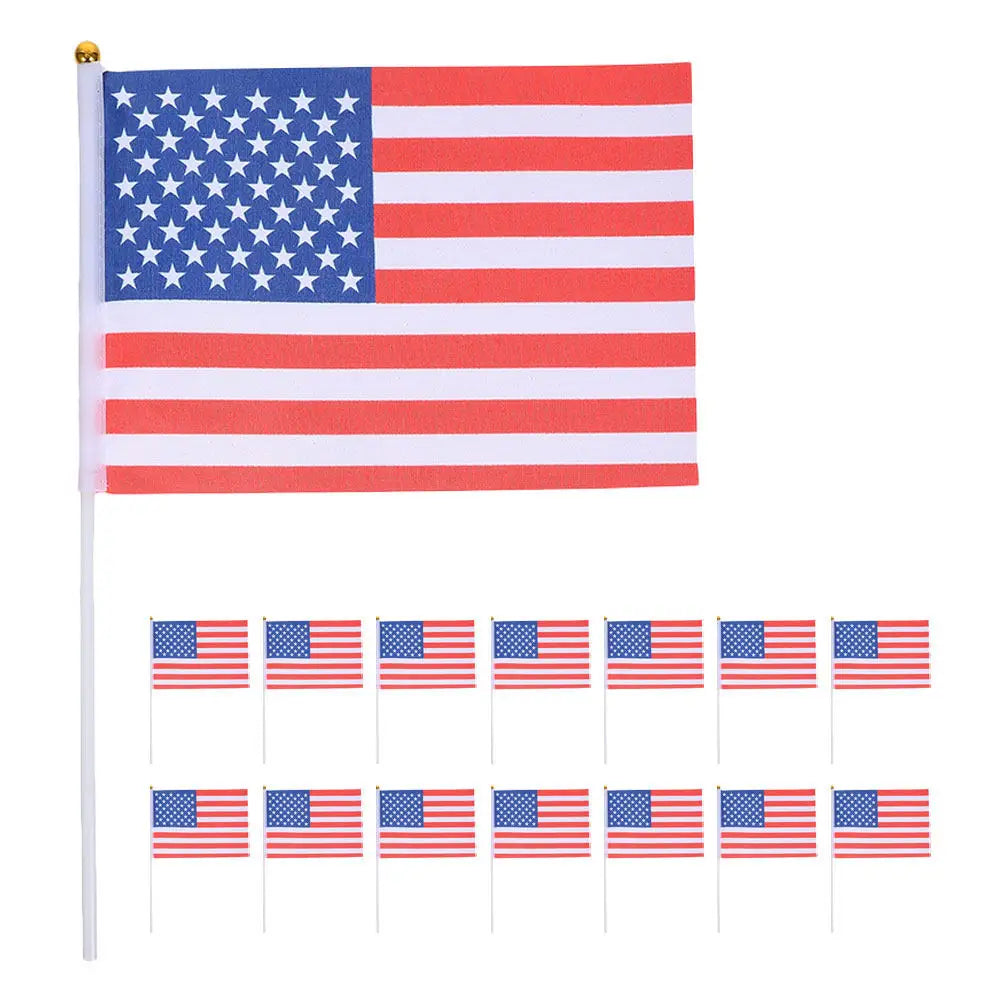 15Pcs Handheld American Flags Vibrant Mini Us Flags for 4Th of July Memorial Veterans Day Patriotic Hand Waving Usa Flag
