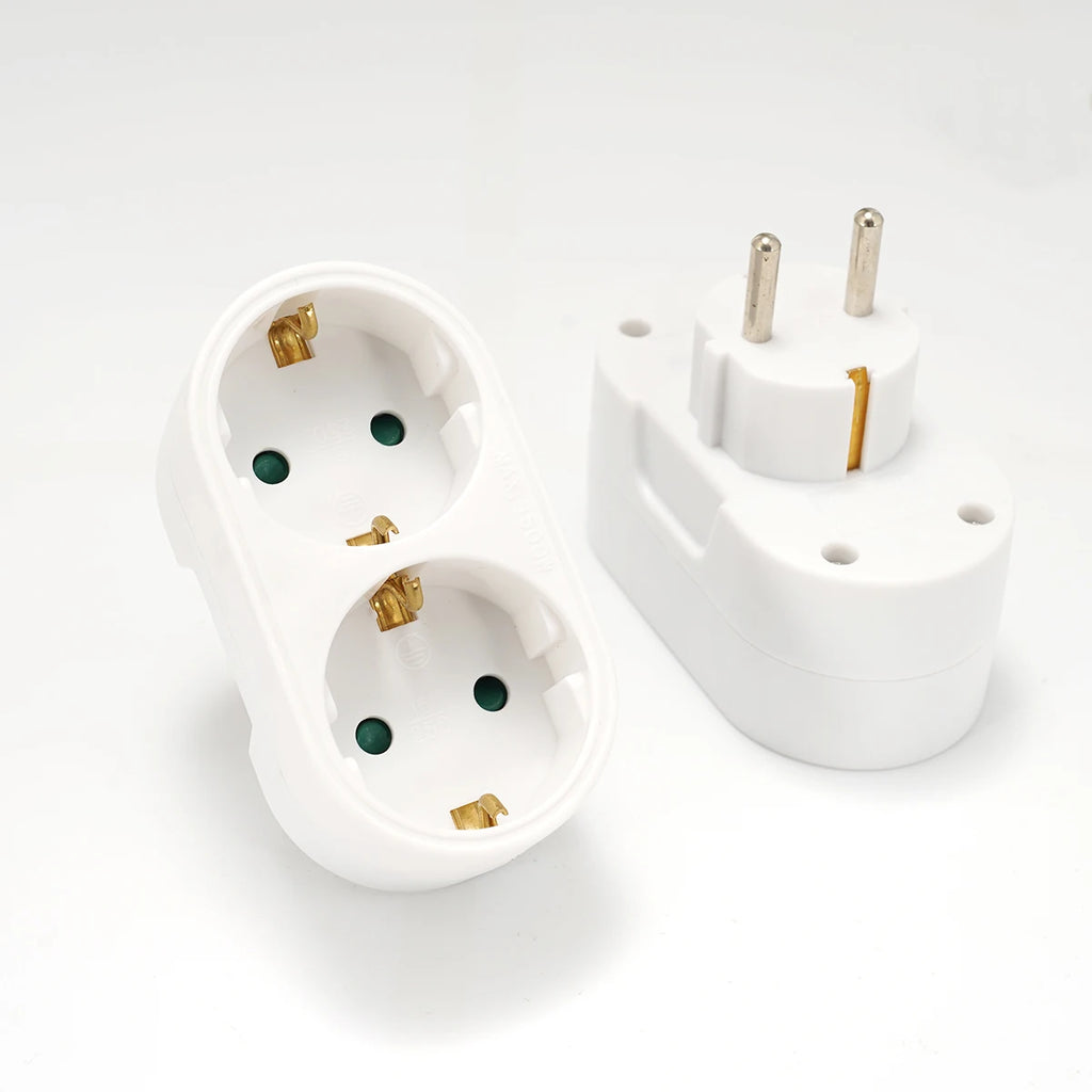 EU Electrical Socket 1 To 2/3 Way Outlet European Standard Expansion Socket Power Extension Plug Converter Travel Power Adapter