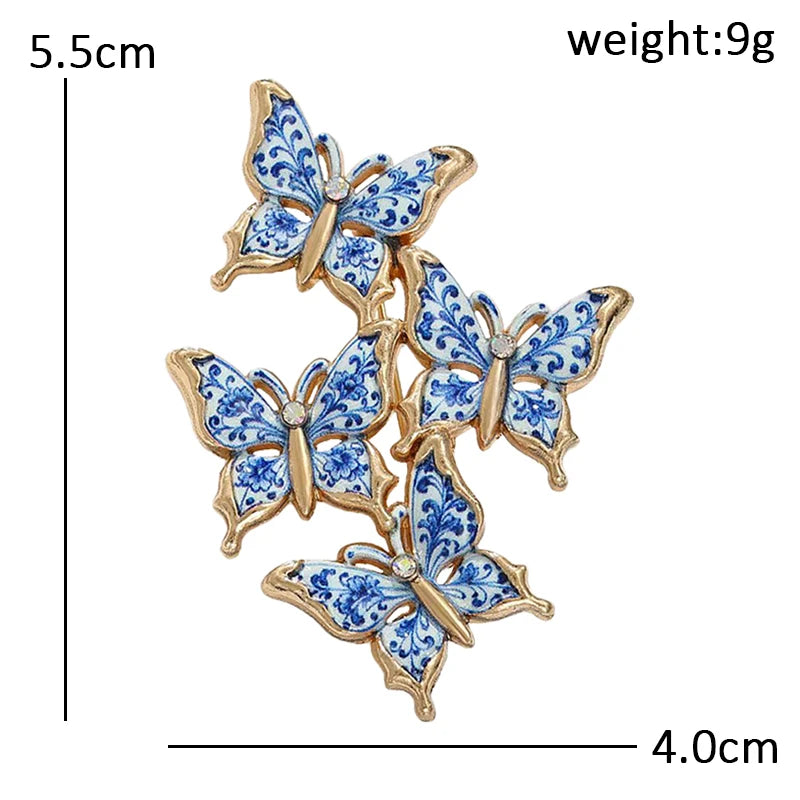 Wuli&baby Blue And White Butterfly Brooches For Women Unisex Lovely A Group Of Butterflies Insects Party Casual Brooch Pin Gifts