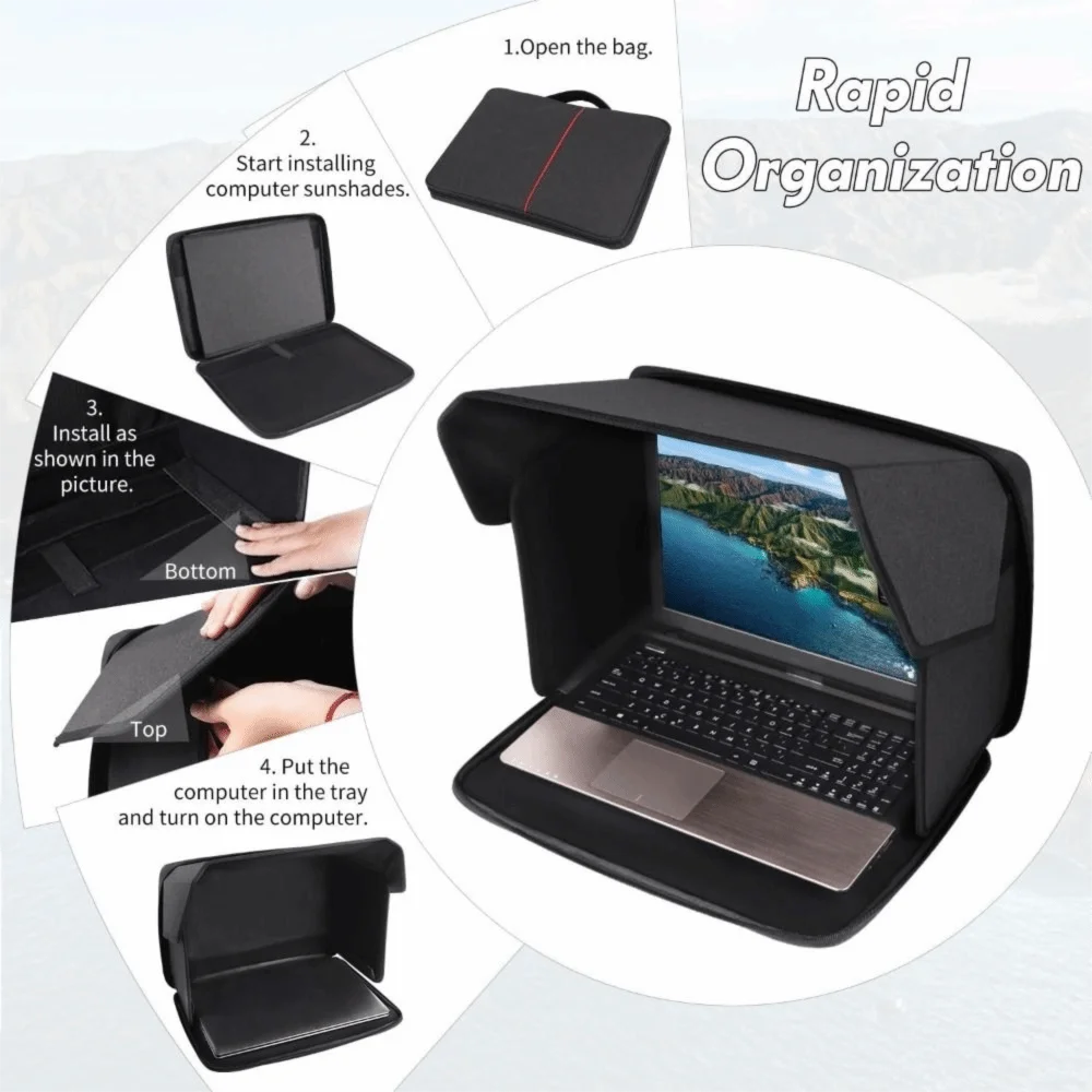 New Foldable Laptop Sun Shade Portable 12-16inch Laptop Sun Glare Shield Multi-functional Laptop Sunshade Bag Working Outside