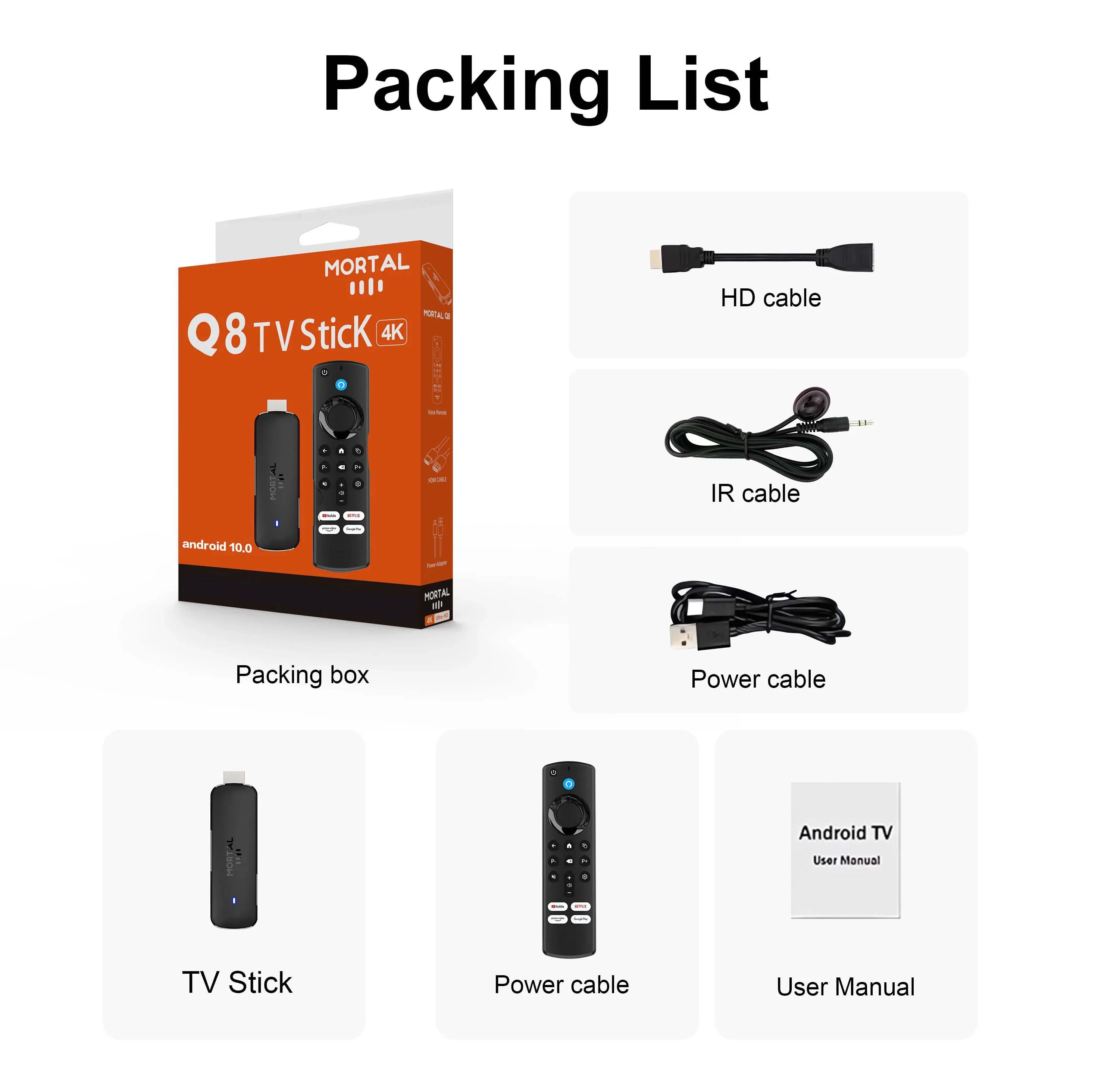Mortal Q8 Android14 TV stick WIFI6 Voice Control TV stick  8K video RK3518 Netflix YouTube Tv box Free Live TV Streaming