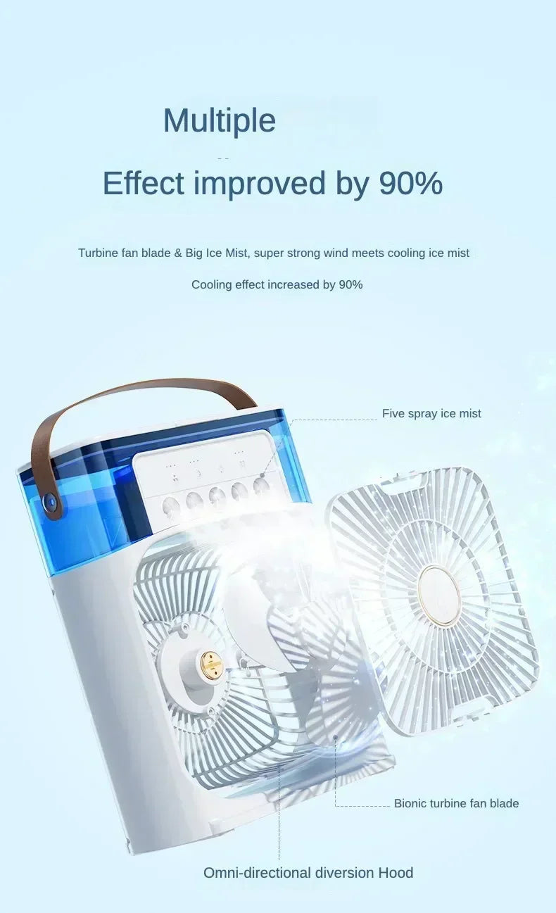 Fan Portable Air Cooler Conditioner Humidifier with Water Tank Quite Mist Water Spray Fan for Home Room Camping Car Office