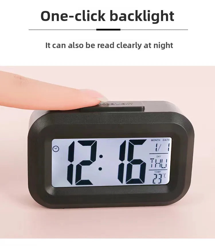 Alarm Clock Digital Clock LED Electronic With Backlight Snooze Calendar For Home Office Desktop Table Screen Display Watch