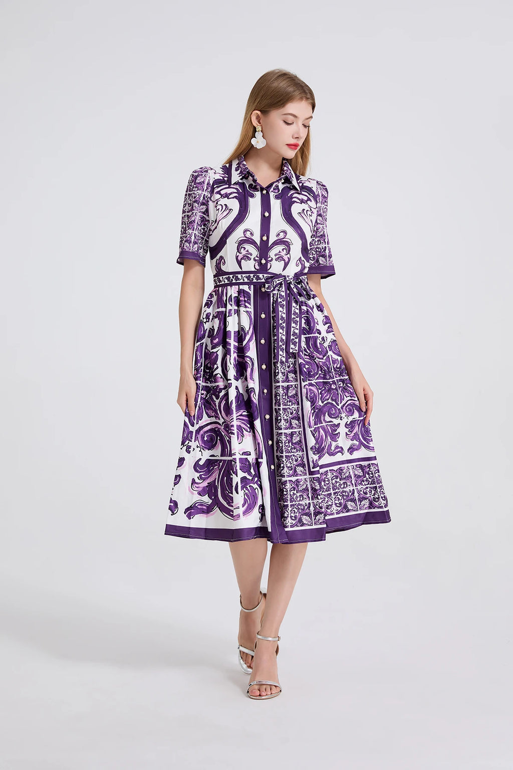 Summer Holiday Yellow Paisley Print Shirt Dresses Women's Turn Down Neck Short Sleeve Belt High Waist Beach Party Vestidos