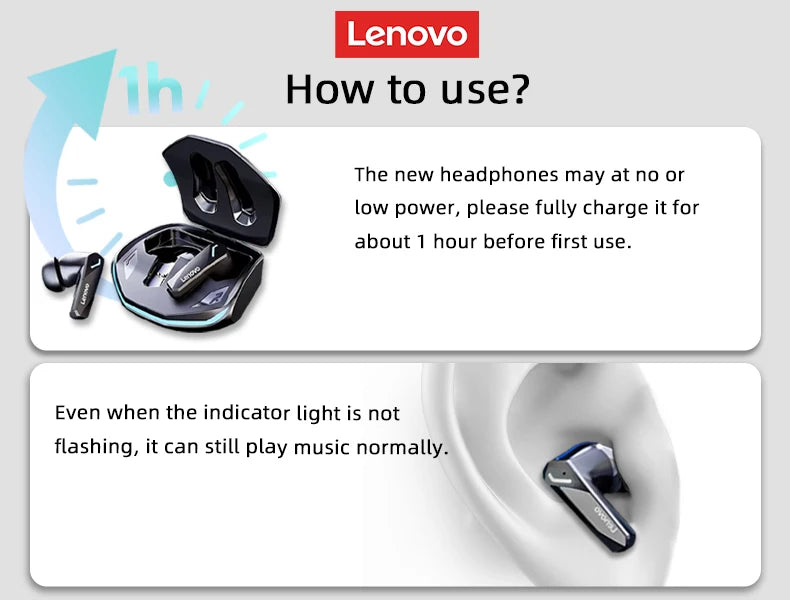 Choice Lenovo GM2 Pro TWS Wireless Bluetooth Headset Touch Control Mic Earbuds Headphones Noise Cancelling Air Pro Earphones