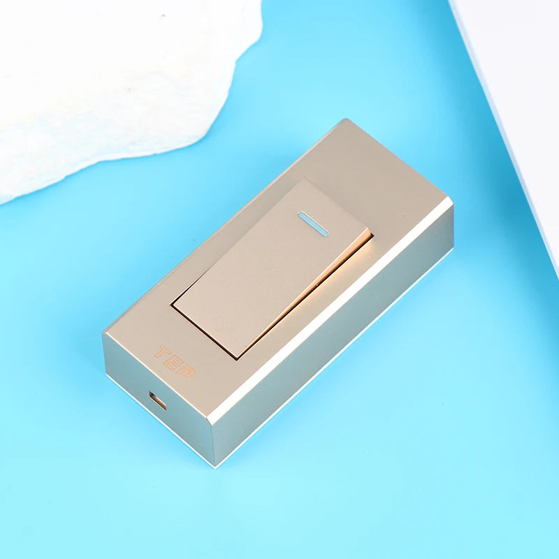 1 Gang 2 Way Surface Mount Switch Grey/White/Gold Panel Wall Light Switch Wire Hanging Installation Bedside On/Off Control Lamp