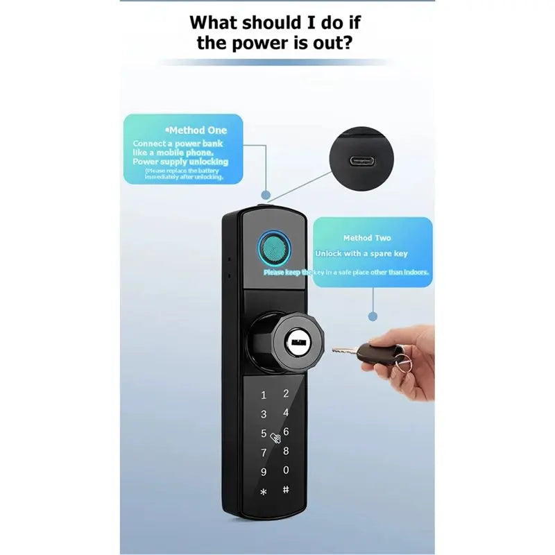 A69esmart Door Lock TT-Lock APP Enabled Biometric Fingerprint Card Password Key No Drilling Required Unlocks