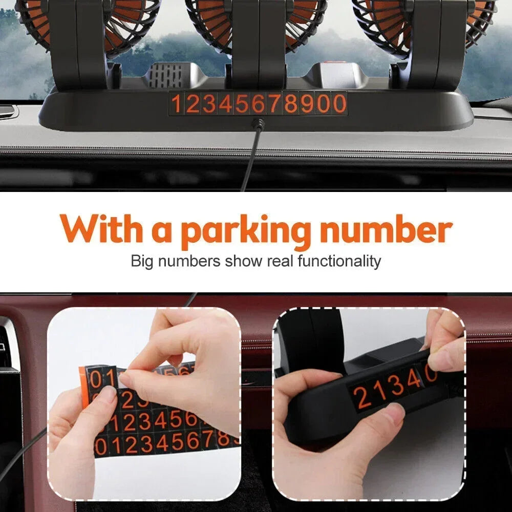 1/2/3 Head Car Fan Summer Air Cooler USB/12V/24V Adjustable 2 Speeds Silent Fan for Home Desk Office & Car